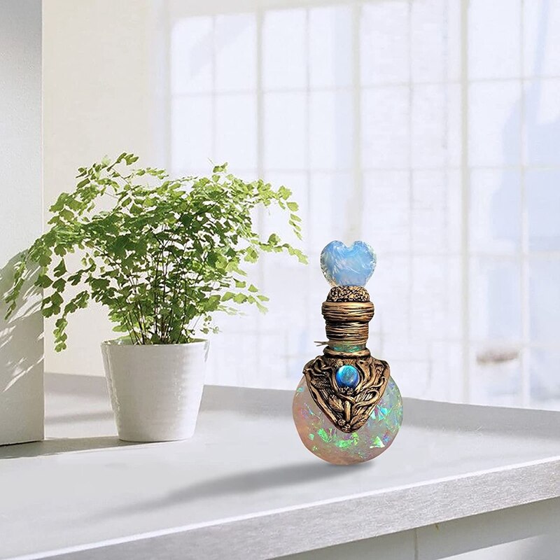 Bouteille de lune magique pour Potion magique, décoration en résine, pierres précieuses en cristal faites à la main, pour elle