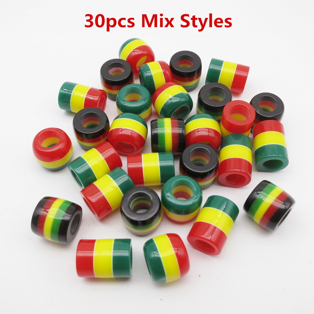 30 stk hæklet fletninger flerfarvet rasta hår fletning dreadlock perler ringe til mænd kvinder børn hår tilbehør