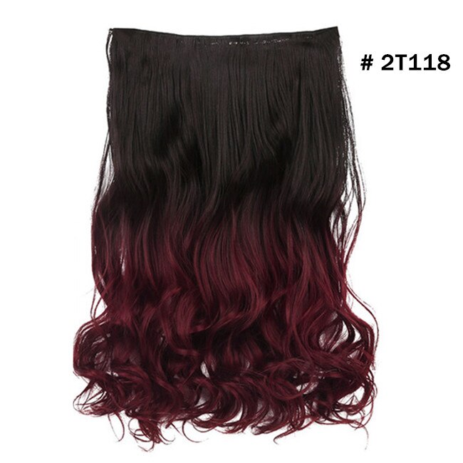 Synthetic Ombre Long Clip In Hair Extensions Wavy High Temperature Hairpiece 25 Colors Available 888