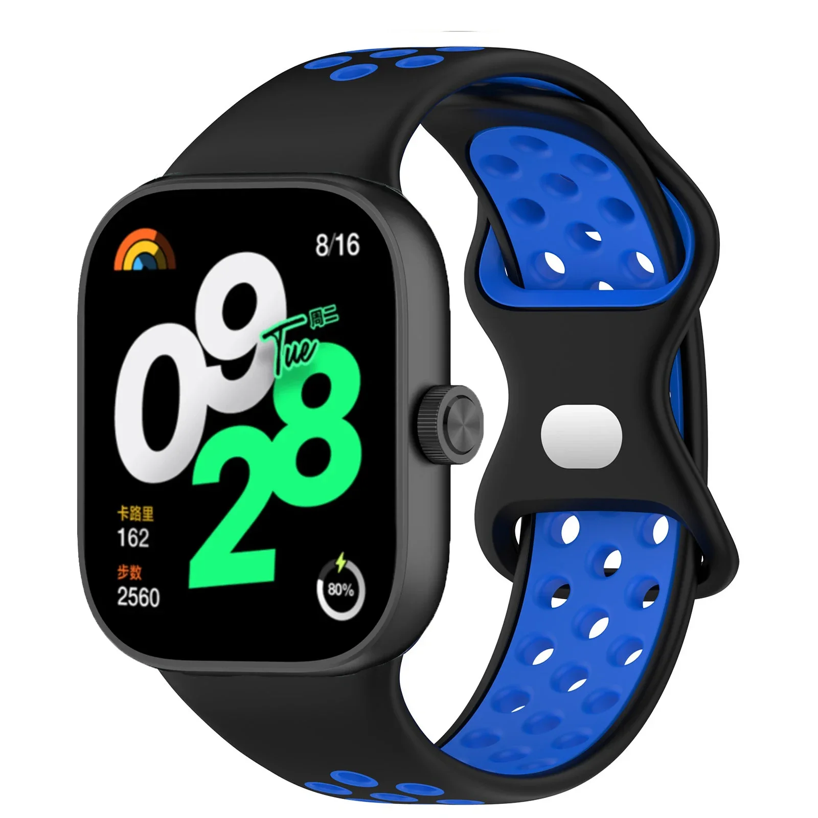 Offizielles Silikonarmband für Redmi Uhr 4 5 Bandzubehör Ersatz atmungsaktives Armbinde Armbinde Xiaomi Band 8 9 Profi Gürtel: rot Schwarz / 14mm