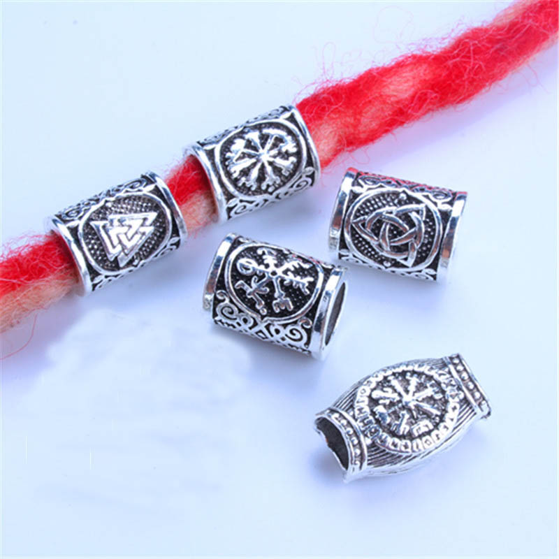 5 stuks Viking Kralen Haar Vlecht Baard Dreadlock Kralen 8mm Gat Sieraden Armband Maken Metalen Kraal DIY Accessorries