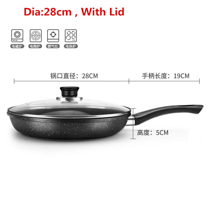 Band Marble Stone Nonstick Frying Pan with Heat Resistant Plastic Handle,Granite Induction Egg Skillet,Dishwasher Safe: F