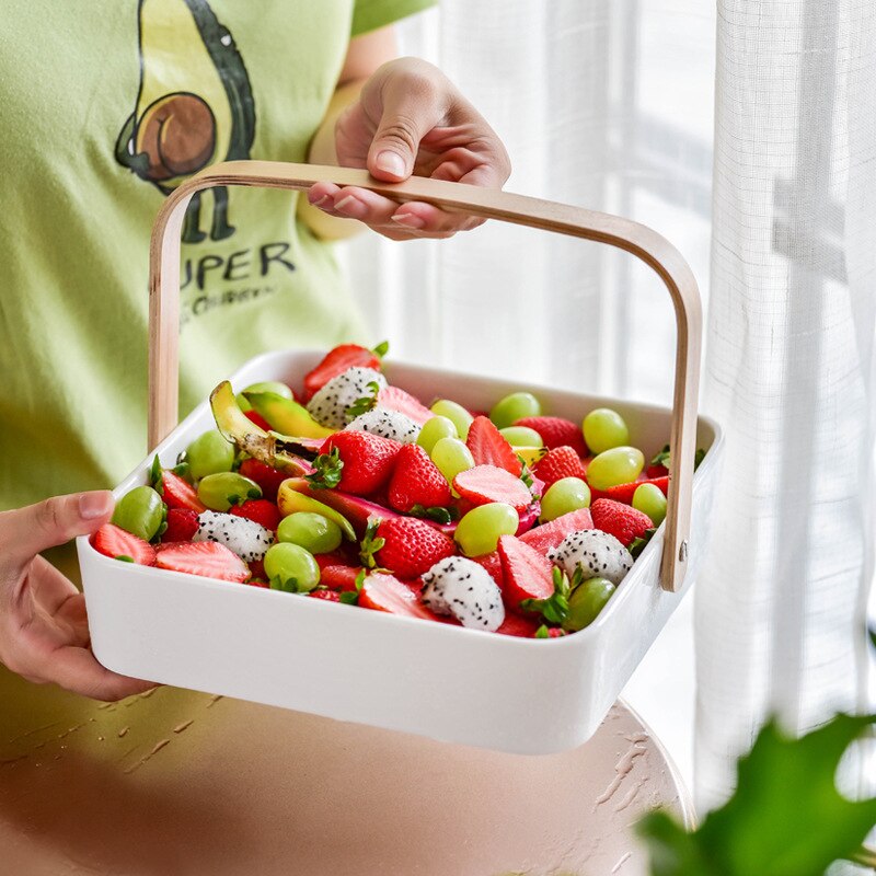 Nordic Ceramic Candy Dish Nut Candy Baskets Multi-grid Dried Fruit Nut Snack Storage Plates Kitchen Decorative Tray with Handle