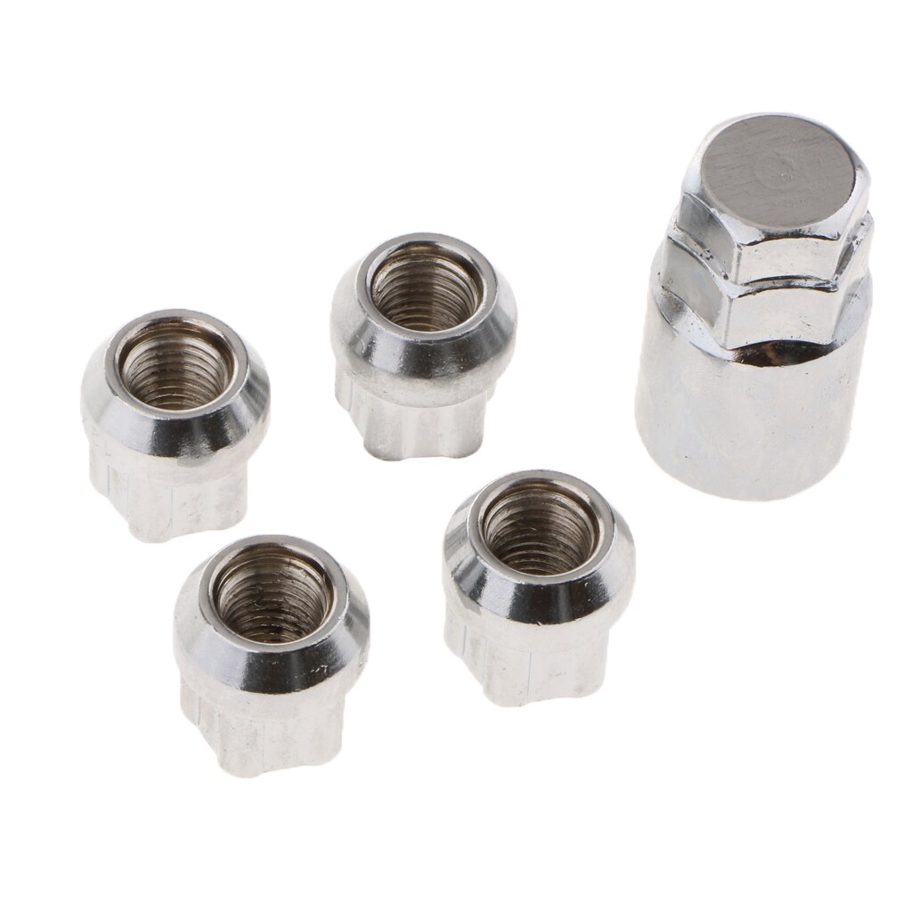 4X Cone Slot Chrome Anti Theft Locking Wheel Nut with Key M12x1.5 for Toyota, Mitsubishi, Mazda, Honda
