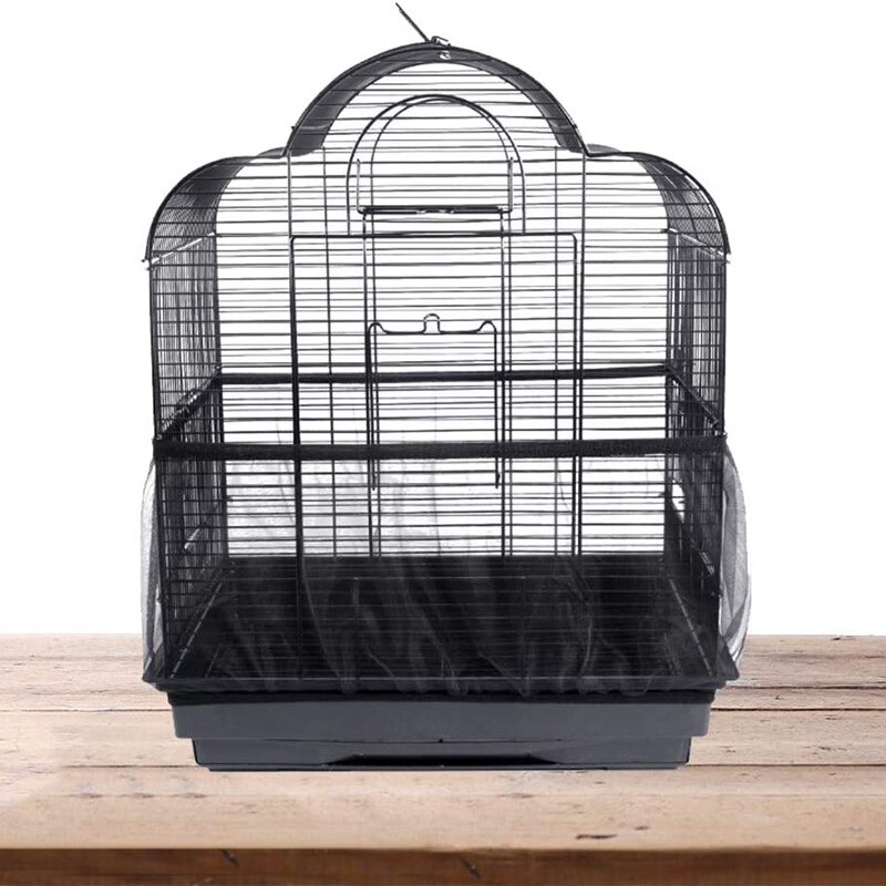 Housse pour Cage à oiseaux, 2 pièces, Cage à perroquet, jupe en maille Nylon, accessoires pour Cage à oiseaux (noir)