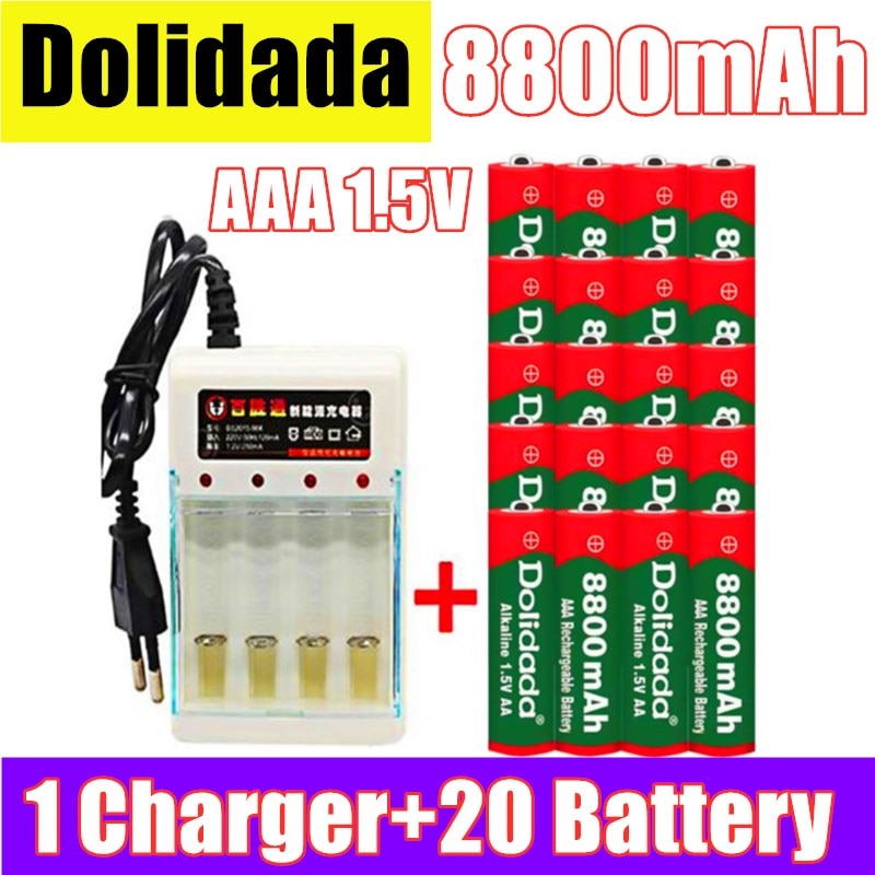 Aaa 8800 Mah Oplaadbare Batterij Aaa 1.5 V 8800 Mah Oplaadbare Alcalinas Drummey + 1Pcs 4-Cell batterij Oplader