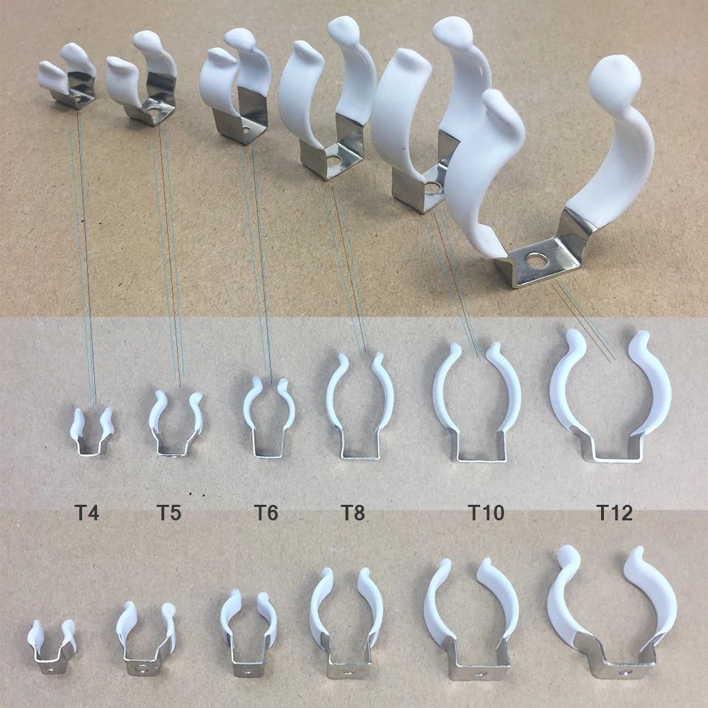 Clips de fijación de 5 uds., Clip Terry de resorte con Base de protección de goma, herramienta, soporte de abrazadera de Clip de tubo de lámpara T3/T4/T5/T6/T7/T8/T9/T10