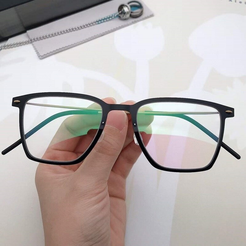 Mannen Brilmontuur Puur Titanium Vierkante Brillen Bijziendheid Recept Brillen Optiek Lens 6554 Denemarken 2022 Mode