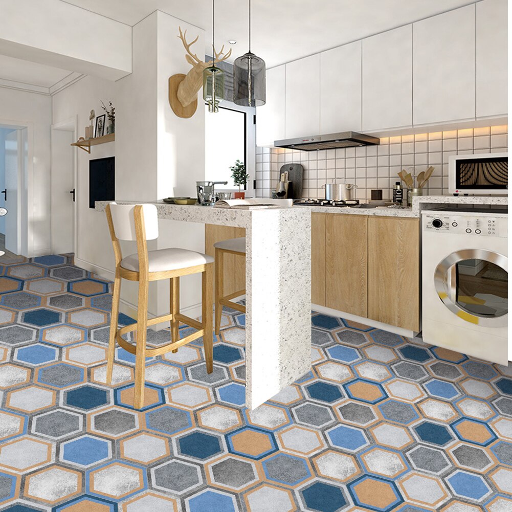 10pc nowe sześciokątne płytki podłogowe naklejki ścienne samoprzylepne wodoodporne pcv DIY sztuka fresk kuchnia salon podłoga w pomieszczeniu ściana kafelkowa naklejka