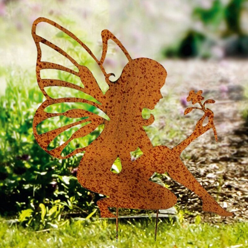 Big Garten Dekoration Engel Rost Look Garten Stake... Vicedeal