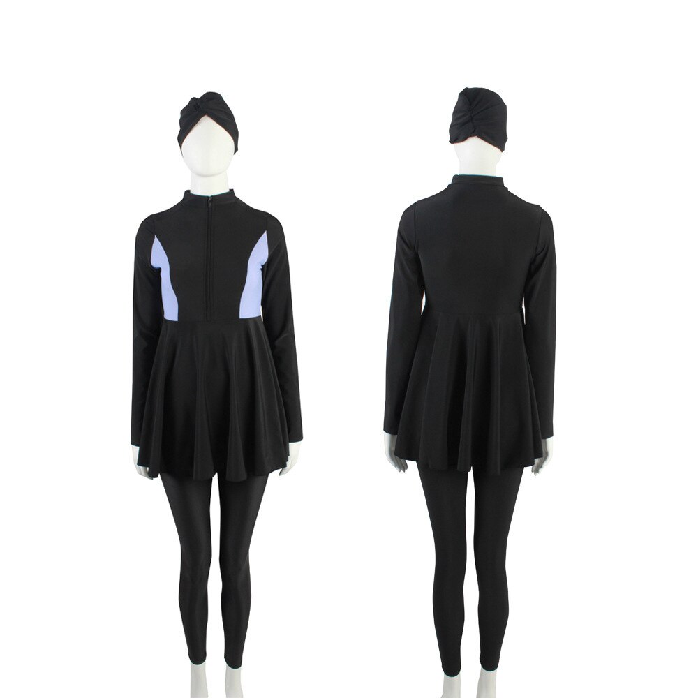 Maillot de bain musulman 3 pièces, Burkini, Patchwork modeste, Hijab, manches longues, Sport, Burkini islamique, vêtements de plage