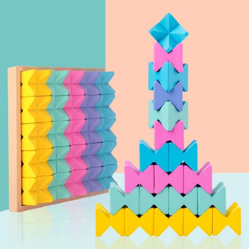 25 bloques grandes de Educación de madera para niños, juguetes apilables, pensamiento espacial para construir juguetes creativos