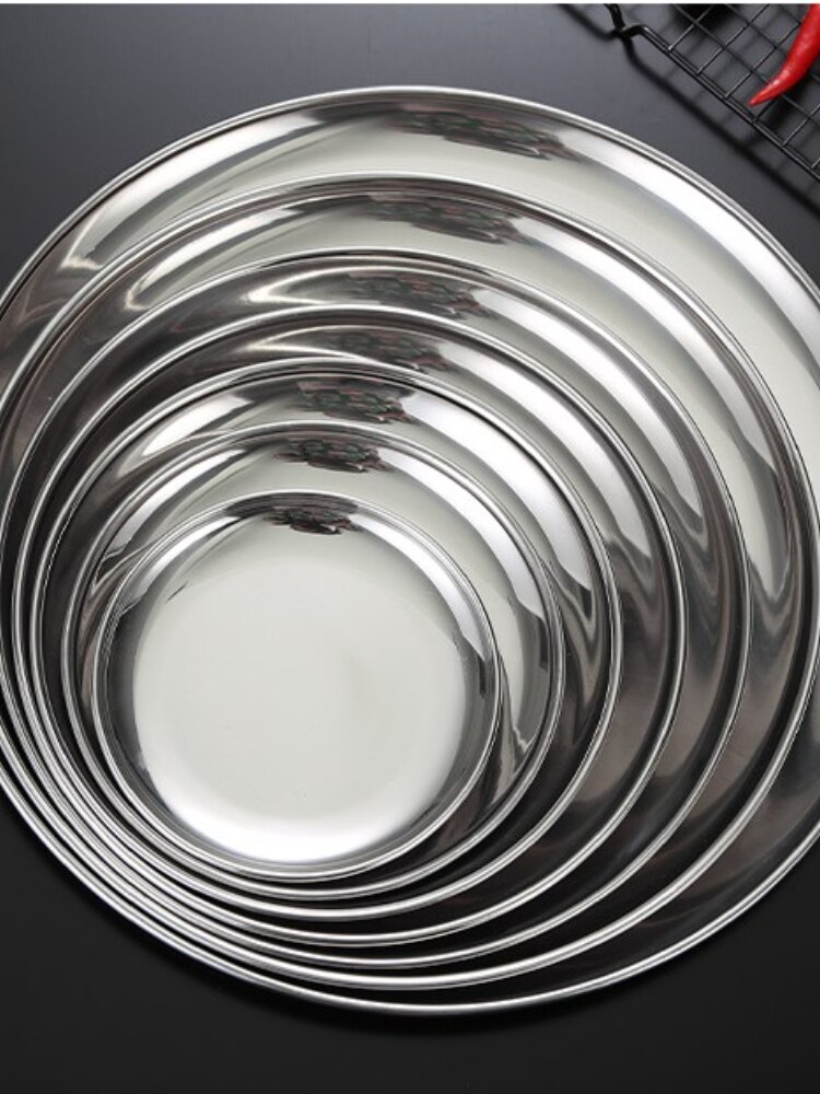 304 Stainless Steel round Plate Western Restaurant Bone Tray Dish Shallow dishes dinner plates set dish sets