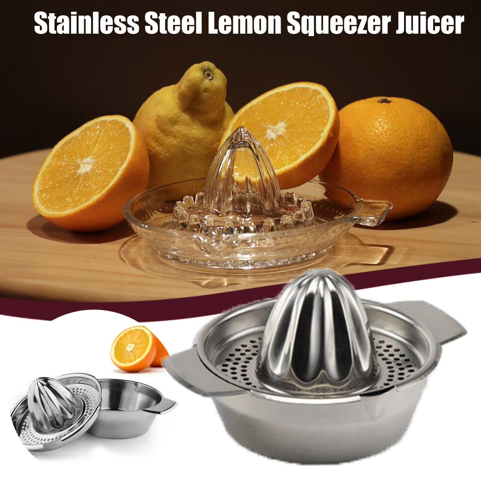 Stainless Steel Lemon Squeezer Juicer with Bowl Container Oranges Lemons Juice