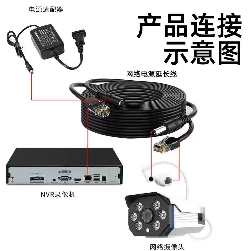 Cable CCTV RJ45, cámara de vigilancia Ethernet, alimentación CC Cat5, red de Internet, Cable LAN, cámara IP POE, conexión Wifi