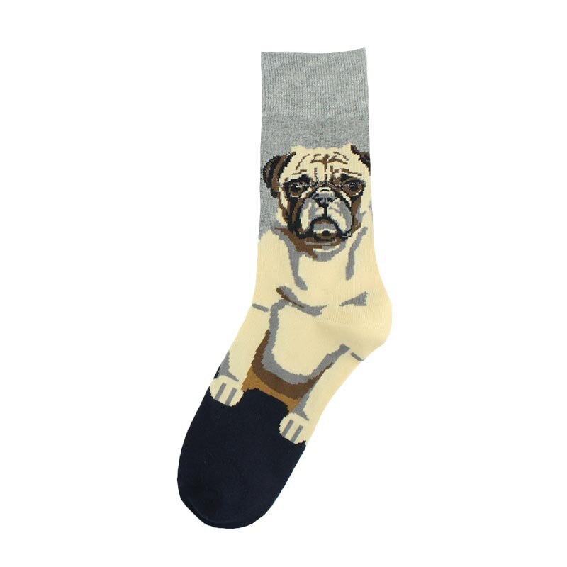 CHAOZHU autumn winter men socks cartoon dog Skateboard french bulldog shar pei casual funny long crew hip hop calcetines male: 5