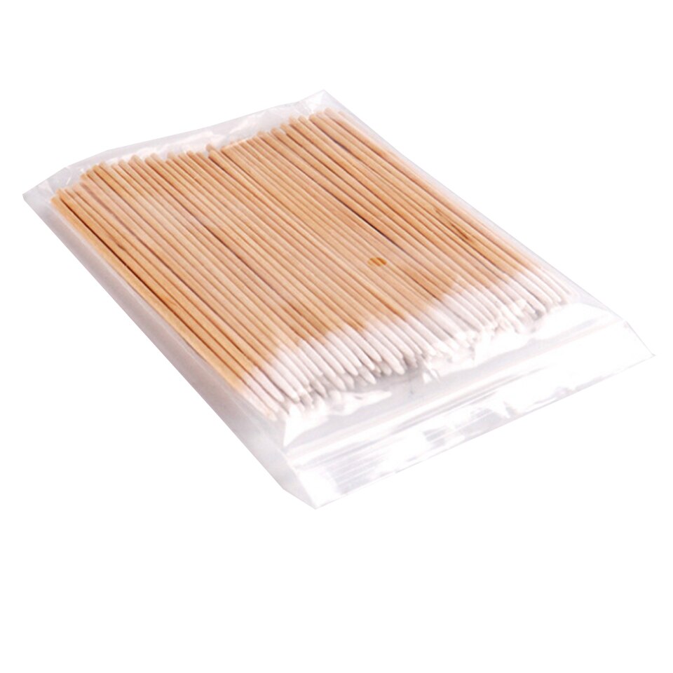 100 Stuks Wegwerp Ultra-Kleine Wattenstaafjes Stick Micro Borstels Houten Wattenstaafjes Wimper Extension Lijm Verwijderen Makeup Tools