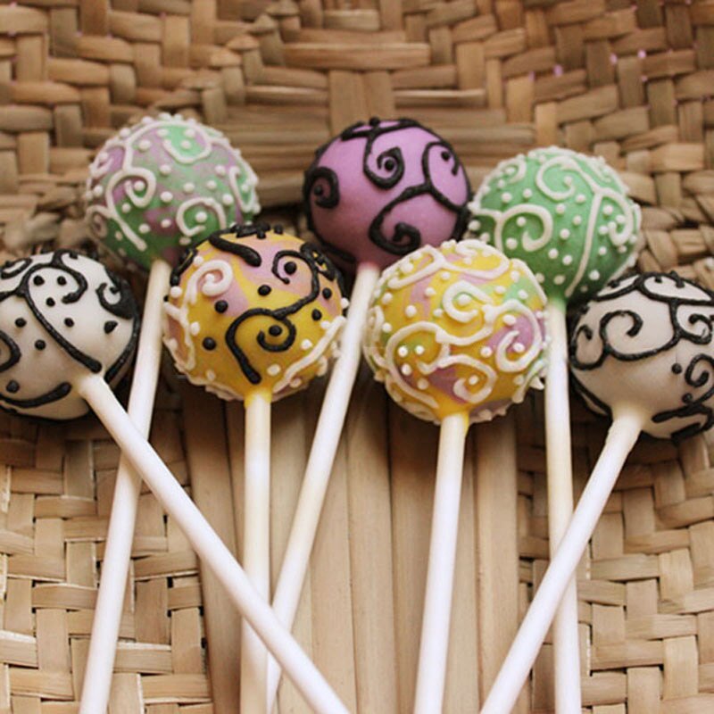 100 unids/set dulces tonto palos de papel de grado palo de piruleta Chocolate caramelo azúcar artes blanco DIY herramienta de molde 3 tamaños