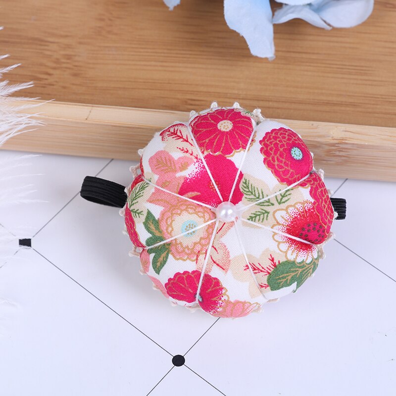 Herramienta de costura de seguridad de punto de cruz pelota de cojín de aguja con forma de calabaza impresa de tela de algodón elástico muñequera pin cojín: 20