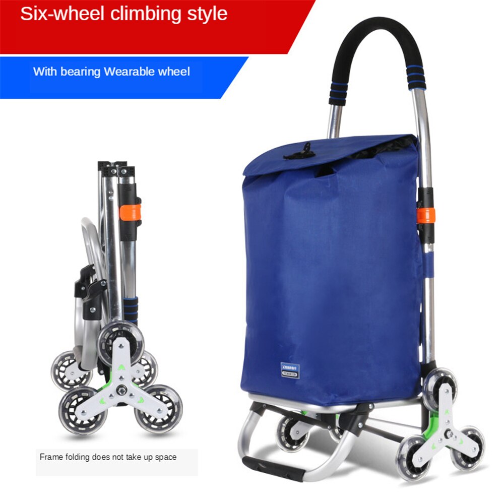 B-LIFE Trap Klimmer Trolley Dolly Winkelen Kruidenier Opvouwbare Winkelwagen Met Rolling Swivel Wielen En Oxford Doek Boodschappentas: Q 4