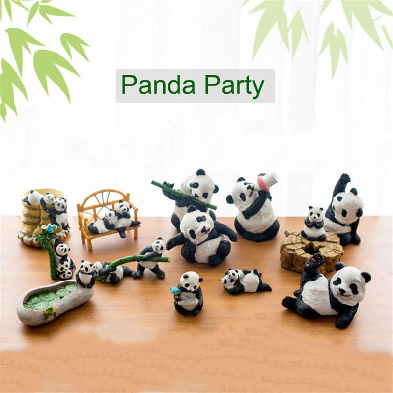 Statue de panda mignonne en résine, micro-décoration pour voiture, bureau, jardin extérieur, sculpture animale, décoration, ornement