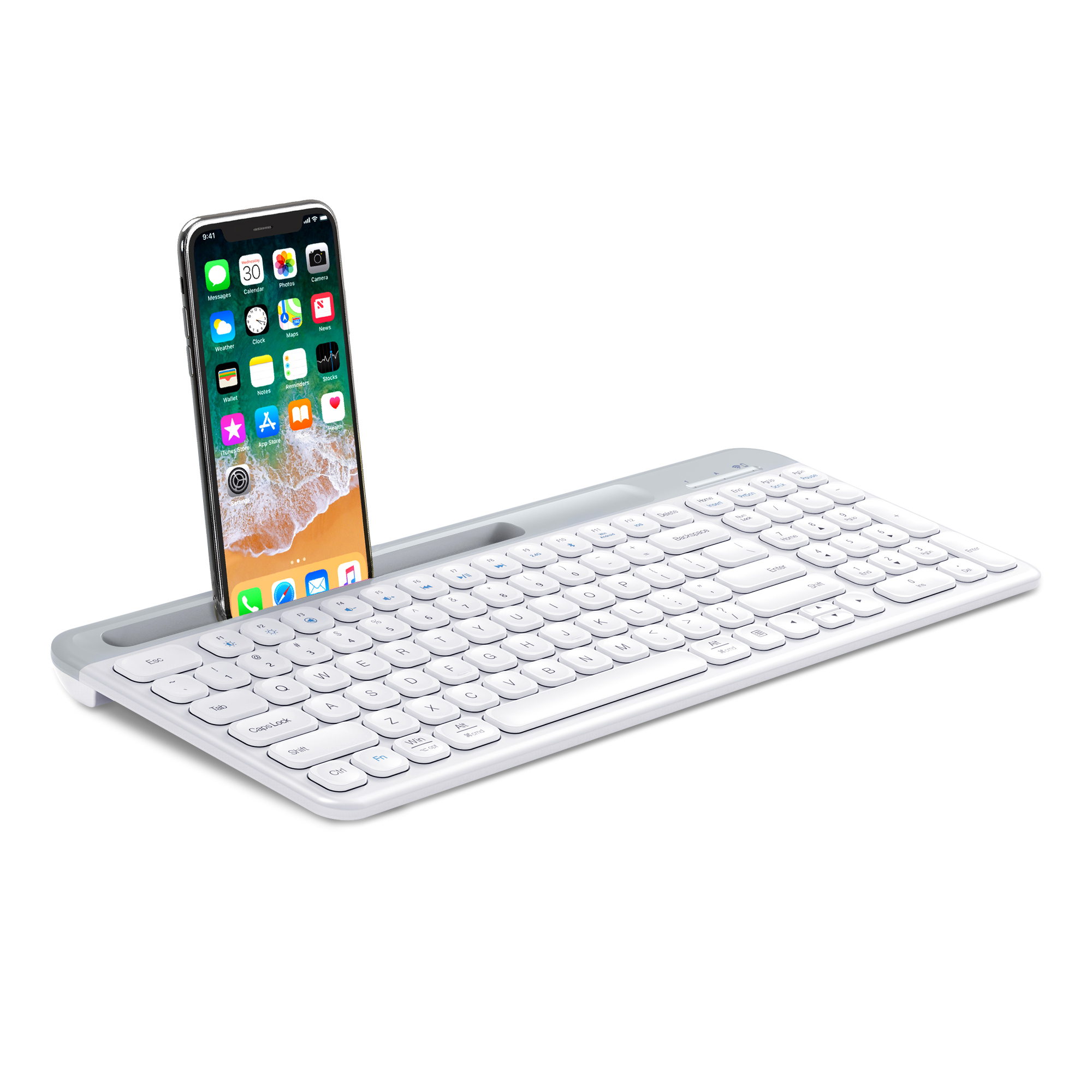 K580 noir blanc sans fil Bluetooth double clavier Ultra-mince Portable ordinateur Portable téléphone Portable tablette Ipad clavier: BLANC