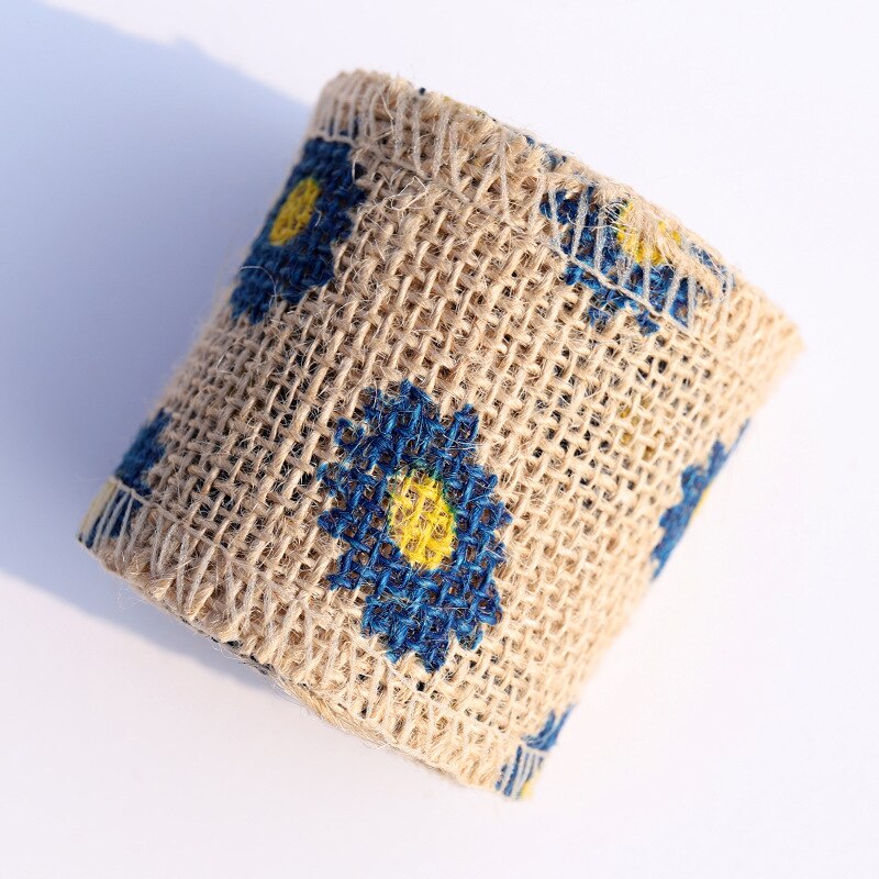 2 yards / rulle 60 mmdiy bomull och linne band handgjord jul bröllop klass hantverk spetsrulle utskrift band säckväv rulle: 9