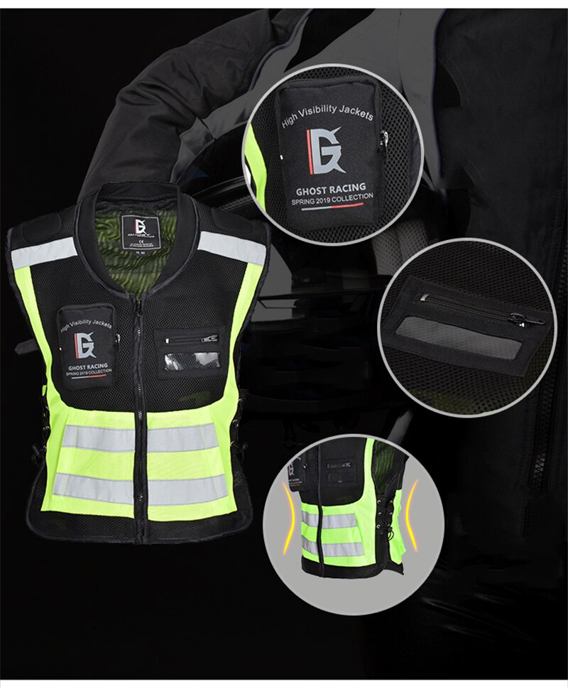 GHOST RACING Back Chest protector Motorcycle jcaket vest built-in protective gear Motobike Motocross Riding Off-Road Safety Vest