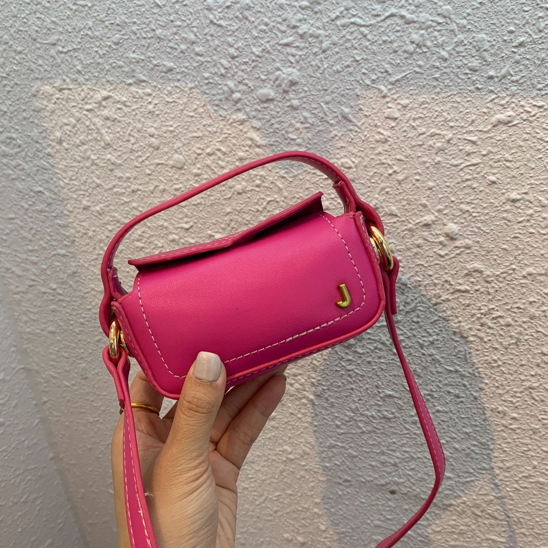 Luxe Mini J Tassen Lippenstift Portemonnees Messenger Bag Vrouwen Kleine Coin Schouder Crossbody Tassen Vrouwelijke Effen Kleur Tas: Roze