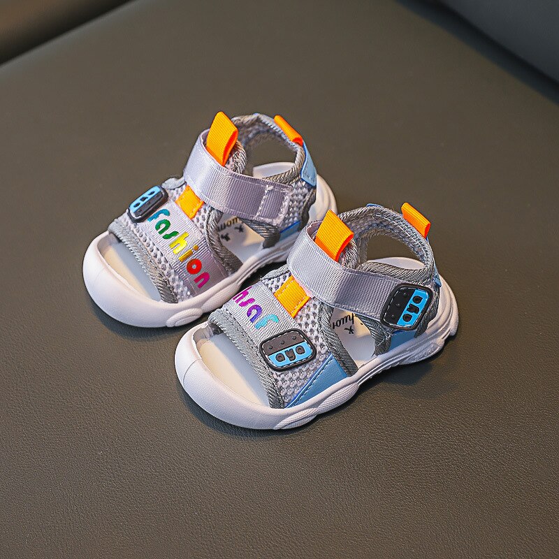 Buty dziecięce dziewczynka buciki sandały dla małych chłopców Liczba Piękne dziecięce miękkie podeszwy sandały letnie buty na plażę anty-kopnięcie STP030: STP030Grey / CN 16 insole 12cm