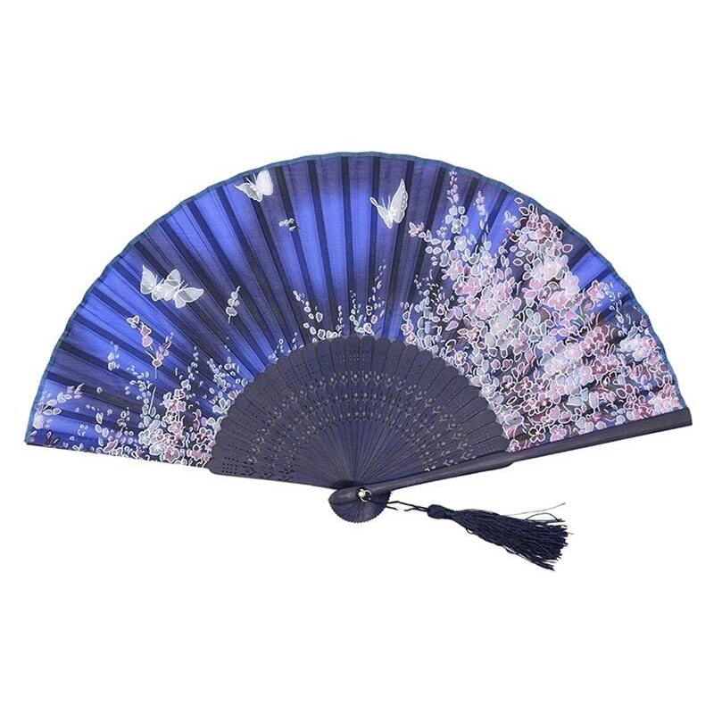 Abanico de seda cruda artesanías chinas estilo chino señoras viento artesanía abanico de seda abanico con estampado de cerezos antigüedad plegado pequeño