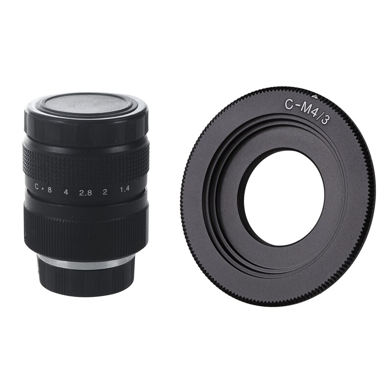 TV Lentille/Lentille CCTV pour C Mount Caméra 25mm F1.4 en Noir avec Noir C Monture pour Micro-4/3 Adaptateur E-P1 E-P2 E-P3