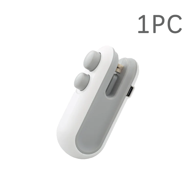 Mini scelleuse thermique Portable 2 en 1, pour collations, usage domestique, rechargeable, scelleuse sous vide, pour collations, sac en plastique: Gris clair