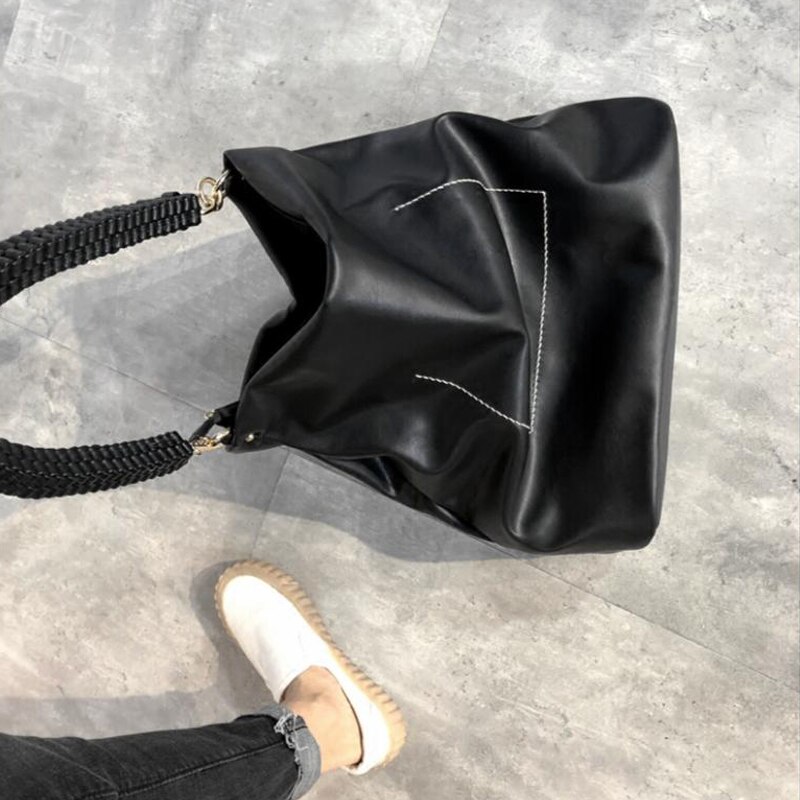 Promi Schwarz Hobo Taschen Frauen Große Kapazität Weichen PU Leder Handtasche Desinger Weiblichen Handtaschen Große Schulter Geldbörsen