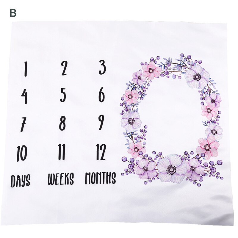 Calendar Infant Baby Milestone Blanket Photography Props Months Weeks Backdrop Colorful Printed Pictures Cloth 100x100cm: B