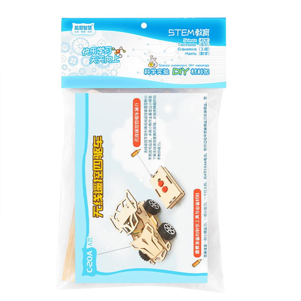 DIY RC Racing Car Model Remote Control Vehicle Materials Science Technology Early Educational Toys Wooden DIY Assembled Toys