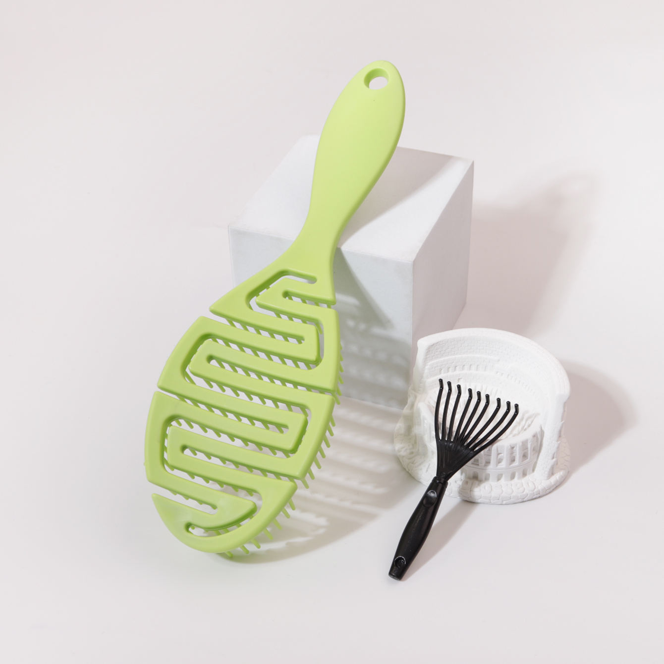 Spazzola per capelli nascosta cava, spazzola per smistamento capelli secchi e bagnati 1/2 pezzi, artiglio per pulizia spazzola per capelli, speciale per parrucche di capelli veri: YELLOW