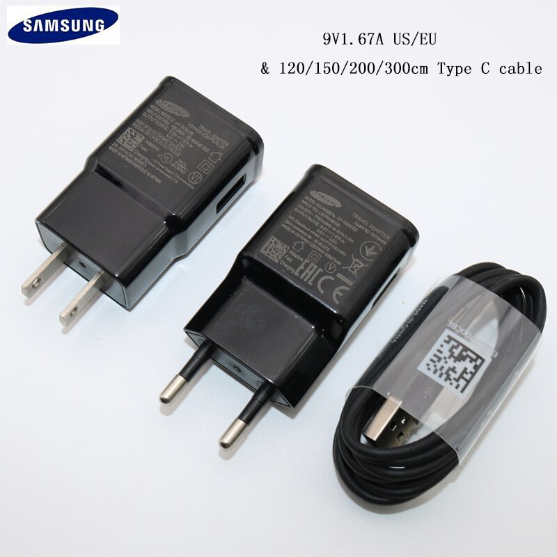 Original Samsung 9V1.67A EU Fast Charger Adaptive Travel Wall Charge Type C Cable For Galaxy S10 S8 S9 Plus Note 10 9 8 Pro A70