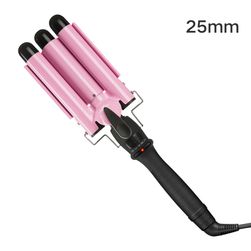 110-220v Hair Curling Iron Ceramic Triple Barrel Hair Curler Deep Pearl Waving Curly Styling Tool Splint Wave Wand: 25mm