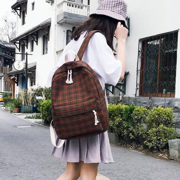 2set di Tela Femminile Zaino Casual Delle Donne di Colore Solido Zaino Zaino di Modo di Teen Girl sacchetto di Scuola Mochilas Zaino Della Scuola Femminile: Brown 1set