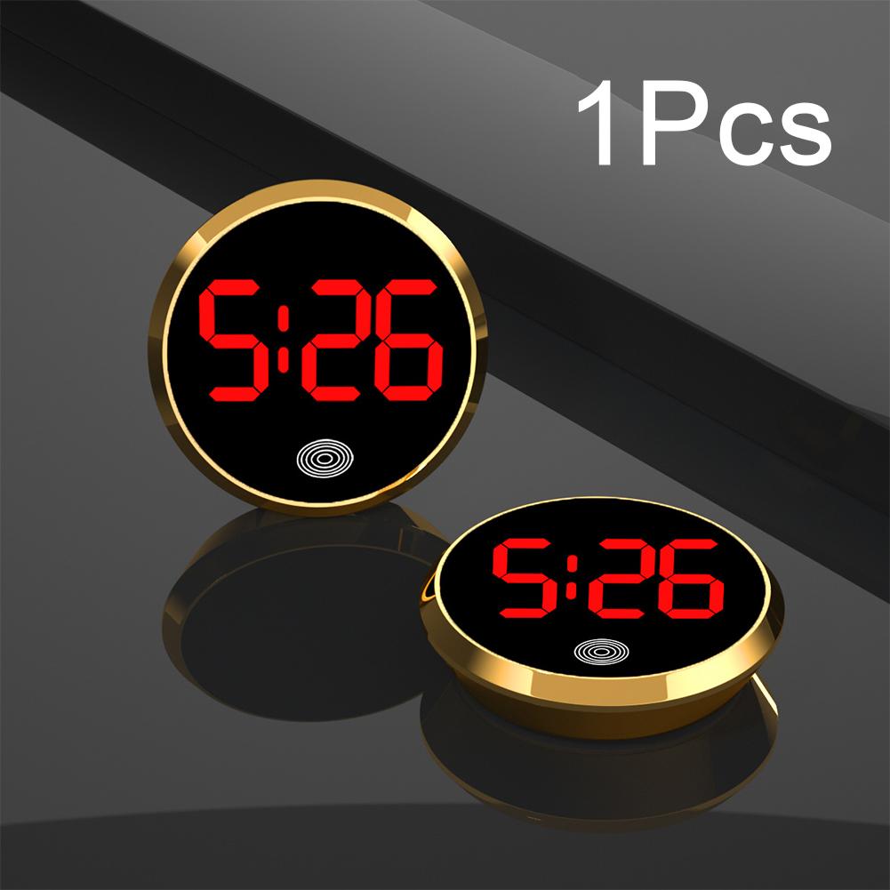 Reloj Digital luminoso LED para coche, Mini relojes digitales adhesivos internos, adorno para coche, accesorios para coche: Oro