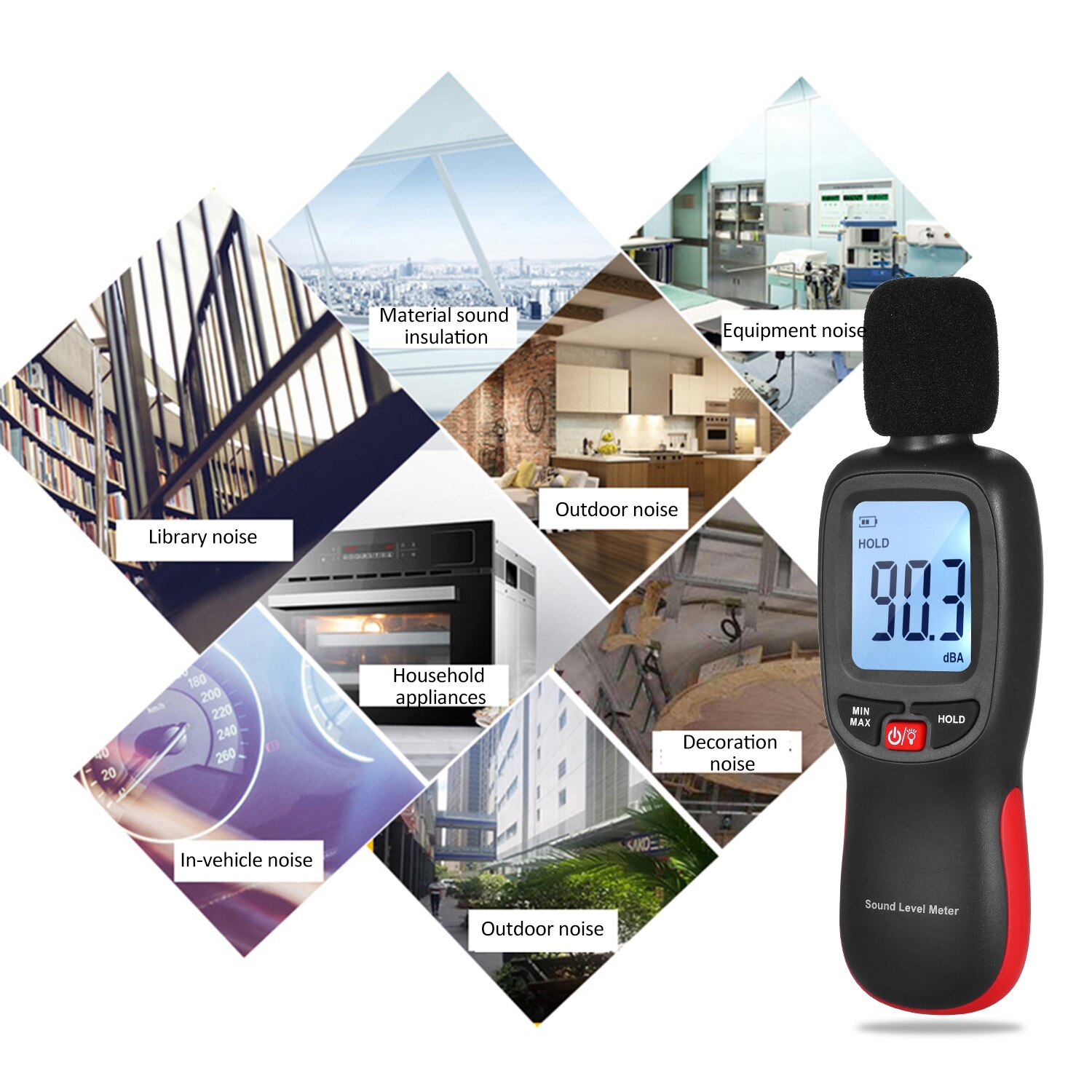 Mini Lcd Digitale Noisemeter Sound Level Meter 30-130dB Noise Volume Meetinstrument Decibel Monitoring Tester