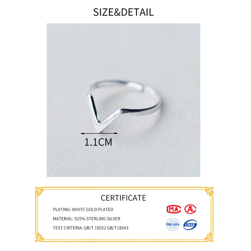 INZATT-anillo ajustable de Plata de Ley 925 con letras minimalistas en V, joyería fina, accesorios para de cumpleaños