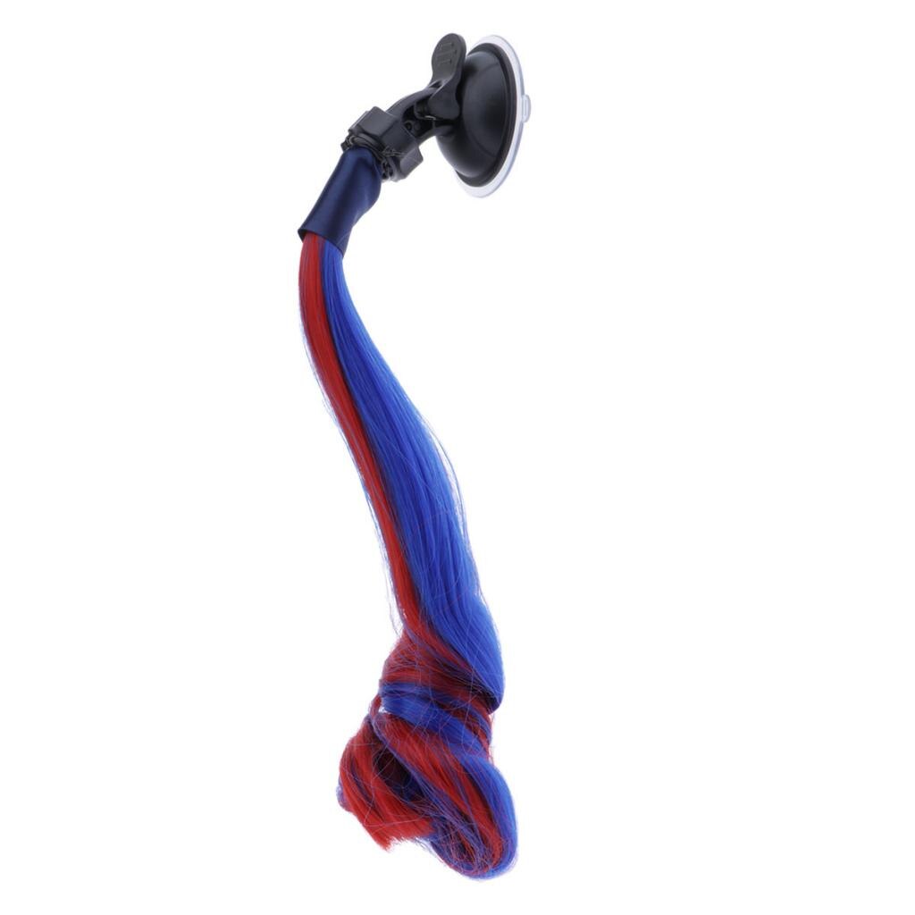 Motorcycle Hand-made Helmet Hair Wig Braids Ponytail DIY Helmet Mohawk Hair Motorcycle Helmet Wig Curly Hair For Motorbike Hemet: Red Blue 30cm