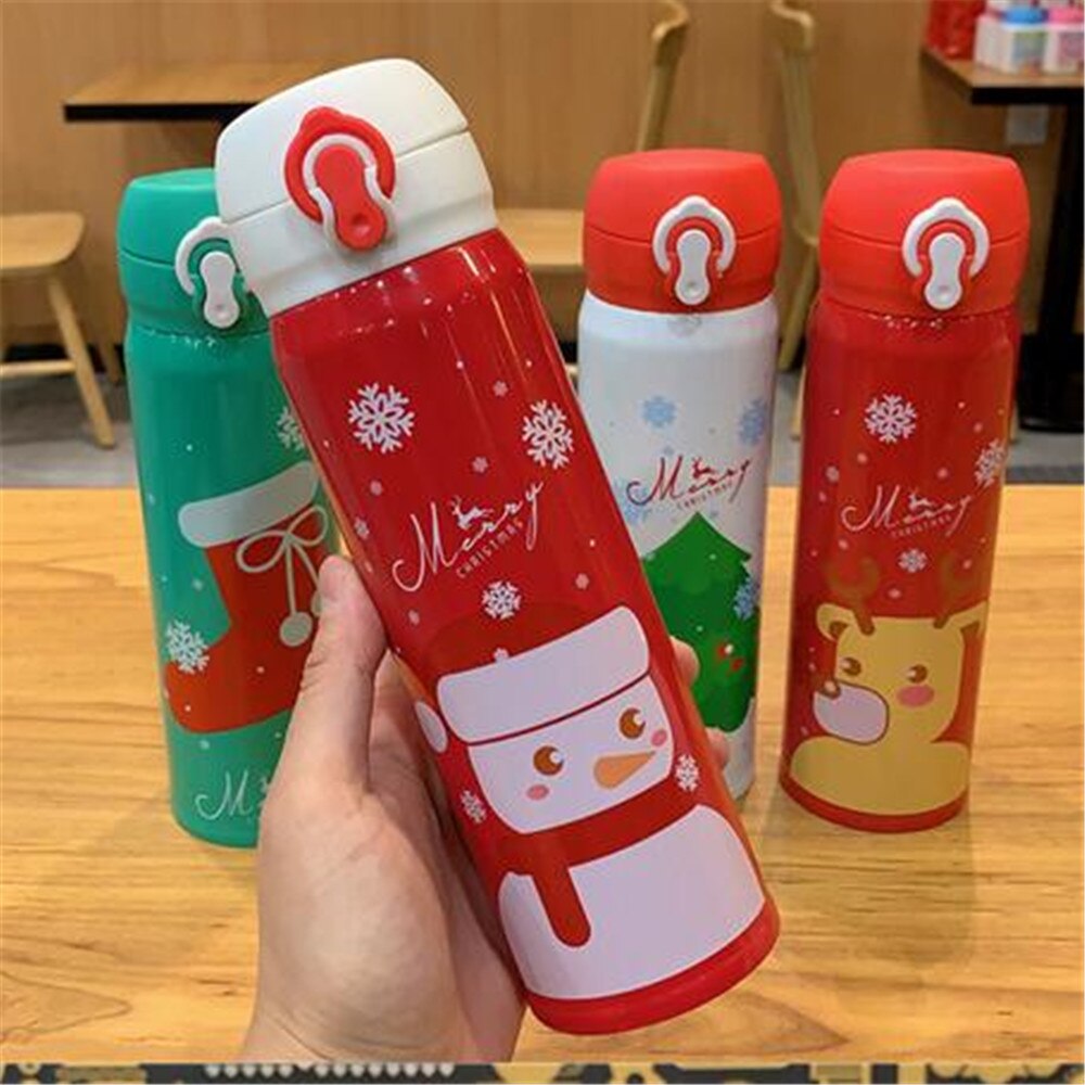 500ml Christmas Cup Cute Vacuum Flask Stainless Steel Mug Student Drinking Cup Year Christmas Portable Girl Lid Cup