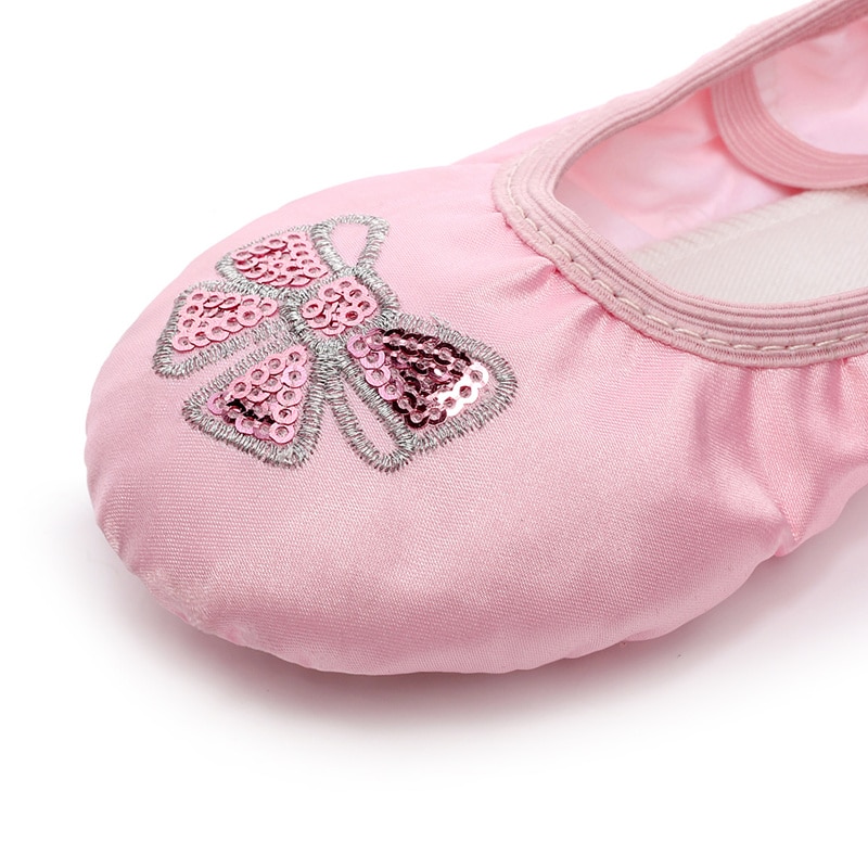 Embroidered SATIN SEQUIN dance shoes soft soled ballet shoes