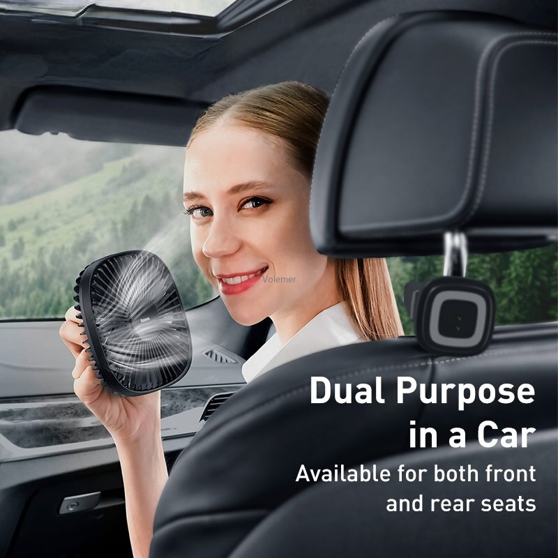 Xiaomi Baseus-ventilador silencioso para coche, aire acondicionado de 12V, rotación de 360 grados, ventilador para asiento trasero de coche con Cable USB 1,5