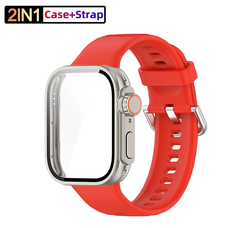 Correa de silicona para Huawei Watch Fit 3 Band con funda protectora de pantalla mejorada a Ultra2 funda para Huawei Fit 3 accesorios de muñeca: Marrón claro