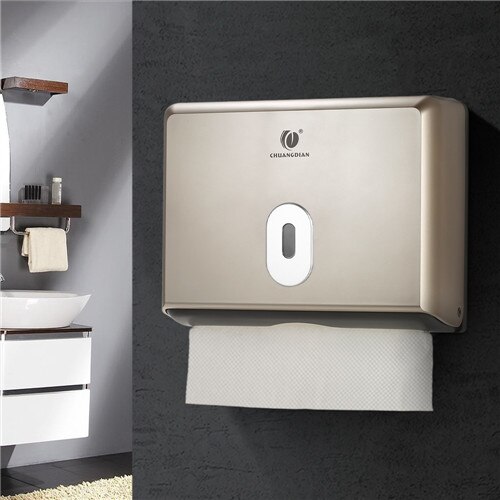 Wall-mounted Bathroom Tissue Dispenser Tissue Box Holder for Multifold Paper Towels Plastic Tissue Box Room Kitchen Toilet Paper: Champagne gold