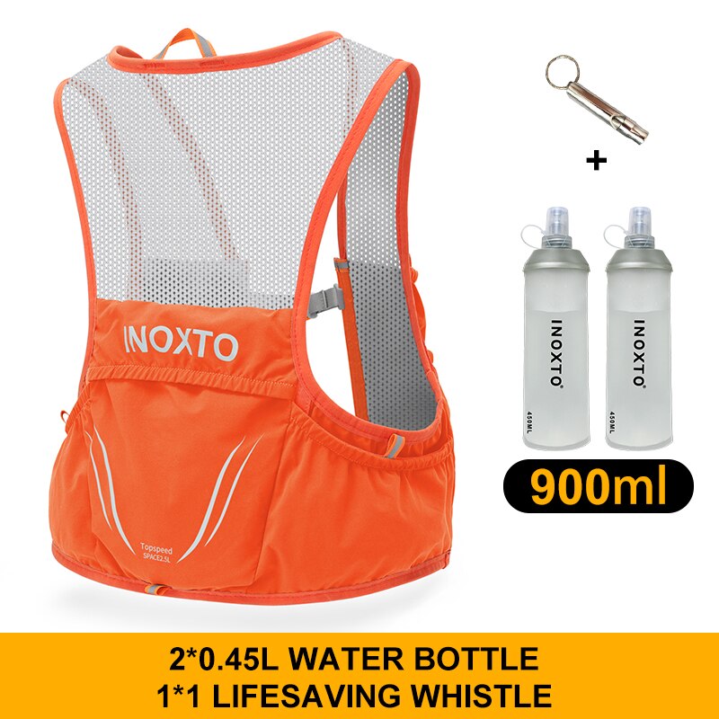 Inoxto Lichtgewicht Running Rugzak Hydratatie Vest, Geschikt Voor Fiets Marathon Wandelen, ultra-Licht En Draagbare 2.5L: Orange 450ml